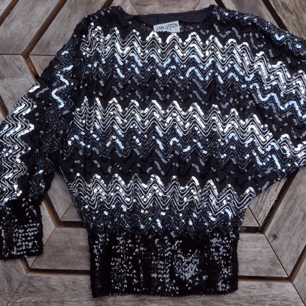 Vintage Designer Ann Green Sequin Top
